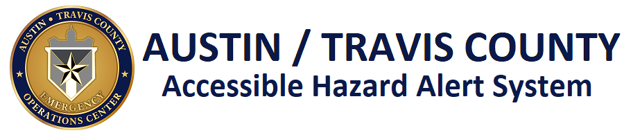 an image of the Austin / Travis County Emergency Operations Center Accessible Hazard Alert System color logo
